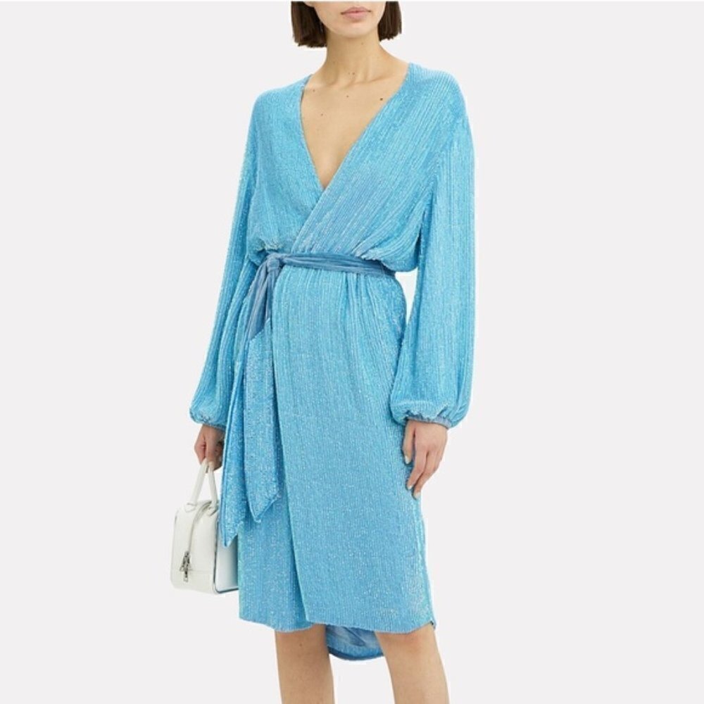 RETROFETE Audrey Sequin Robe Wrap Midi Dress - Picture 2 of 16